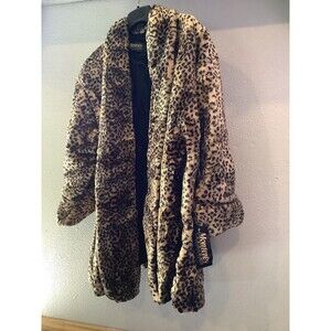 Vintage 80s Monterey Fashions Faux Fur Coat Leopard Brown Black Size 3x Rare NWT